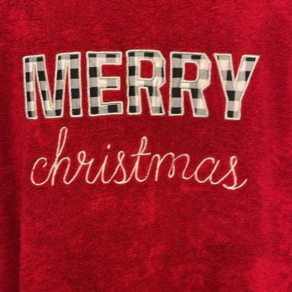 Merry Christmas Women Tunic Top 2X Red Embroidered Holiday Festive Warm Cozy - Picture 2 of 4